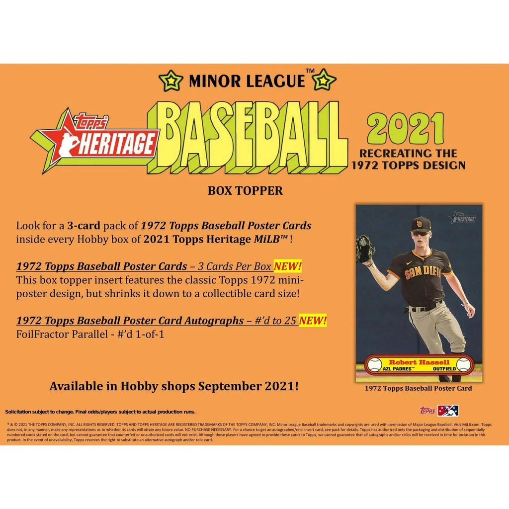 2021 Topps Heritage Minor League Baseball Hobby Box (Ships Sealed Only) - D
