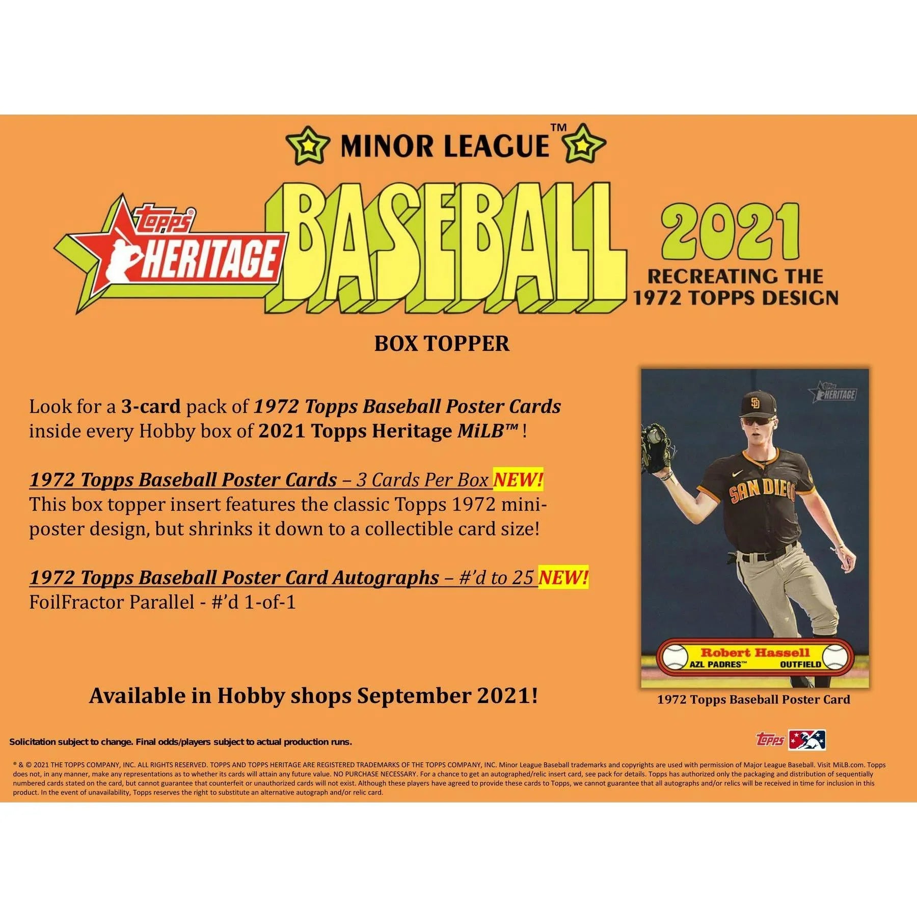 2021 Topps Heritage Minor League Baseball Hobby Box (Ships Sealed Only) - D