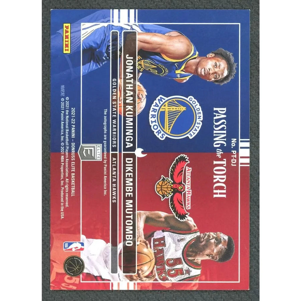 Jonathan Kuminga & Dikembe Mutombo Signed Card | 2021 Panini Elite Passing the Torch