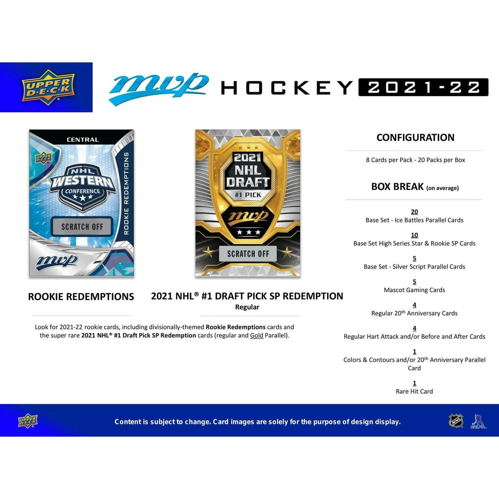 2021 22 Upper Deck MVP Hockey Hobby Box (Ships Sealed Only) - D