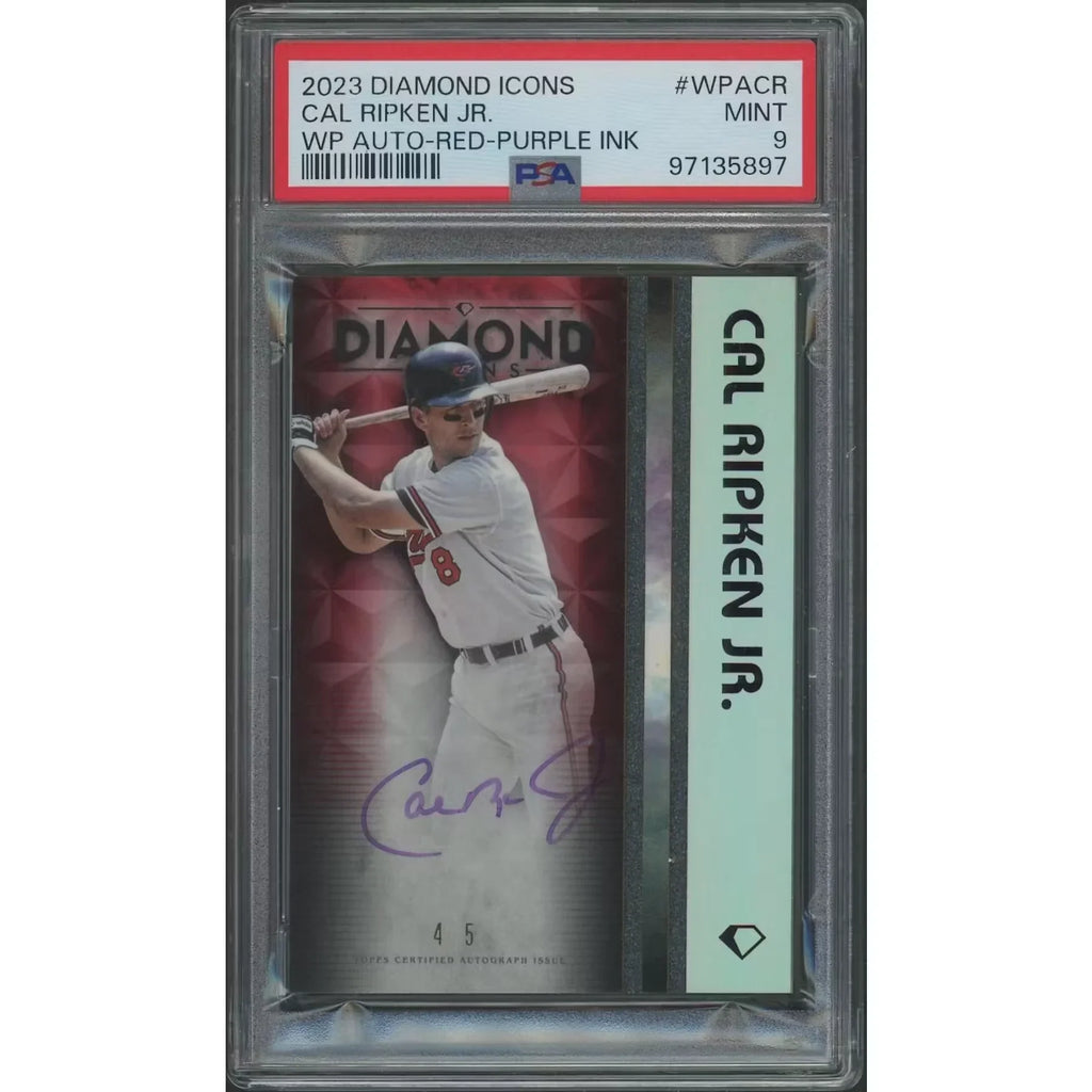 Cal Ripken Jr Signed 2023 Topps Diamond Icons #4 Card | PSA 9 Purple Ink