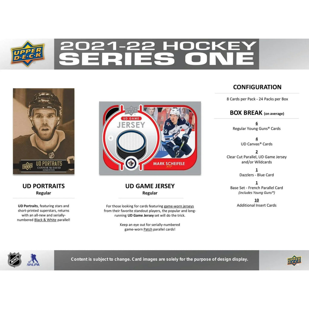 2021 22 Upper Deck Series 1 Hockey Hobby Box (Ships Sealed Only) - D