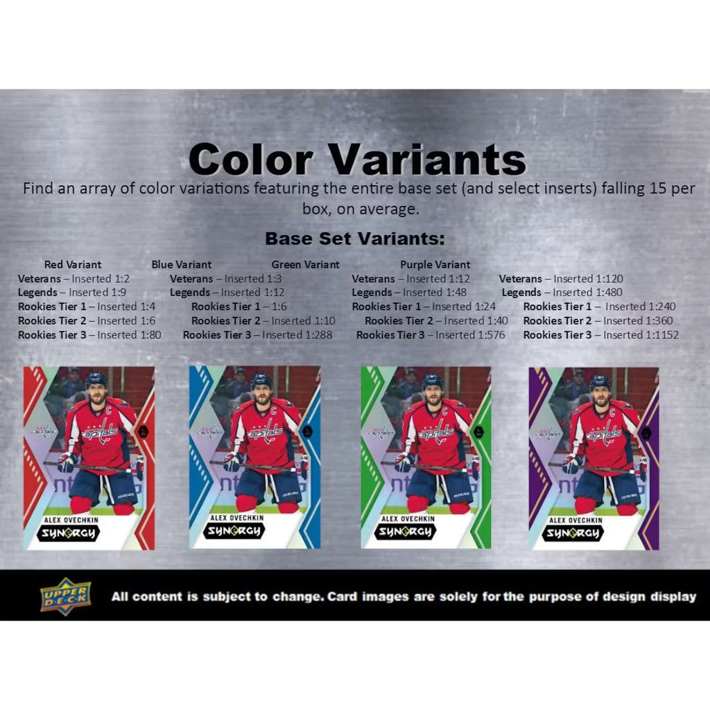 2017-18 Upper Deck Synergy Hockey Hobby Box | 15 Colored Variants (Ships Sealed Only)