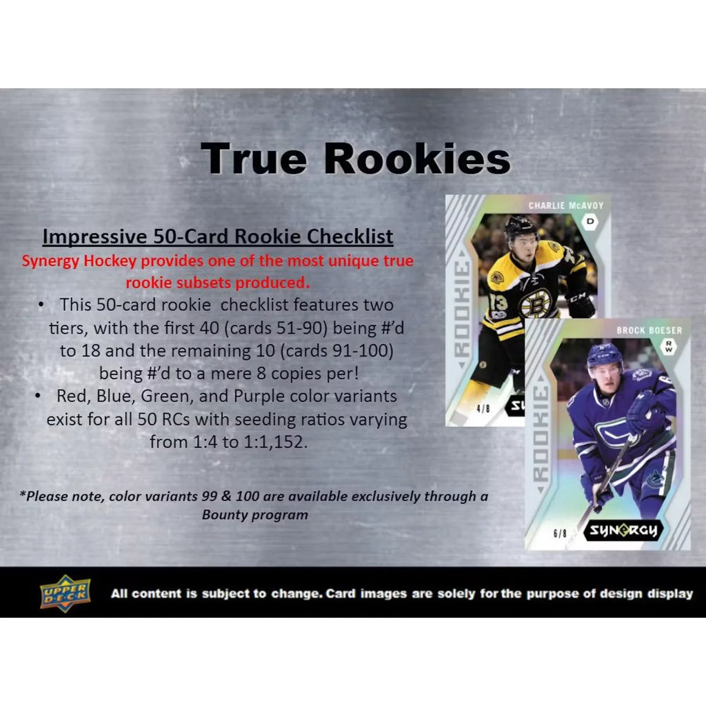 2017-18 Upper Deck Synergy Hockey Hobby Box | 15 Colored Variants (Ships Sealed Only)