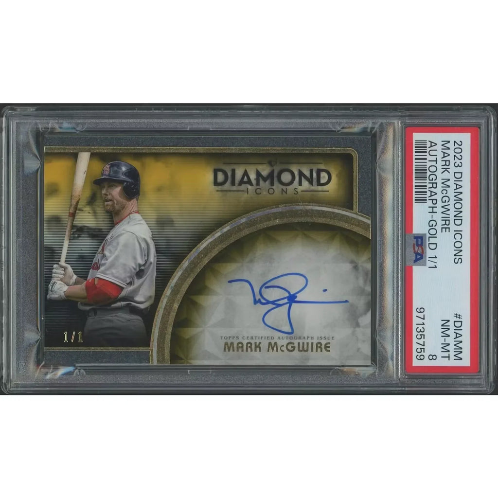 Mark McGwire Signed 2023 Topps Diamond Icons #1 Card | Gold Auto 1/1 PSA 8