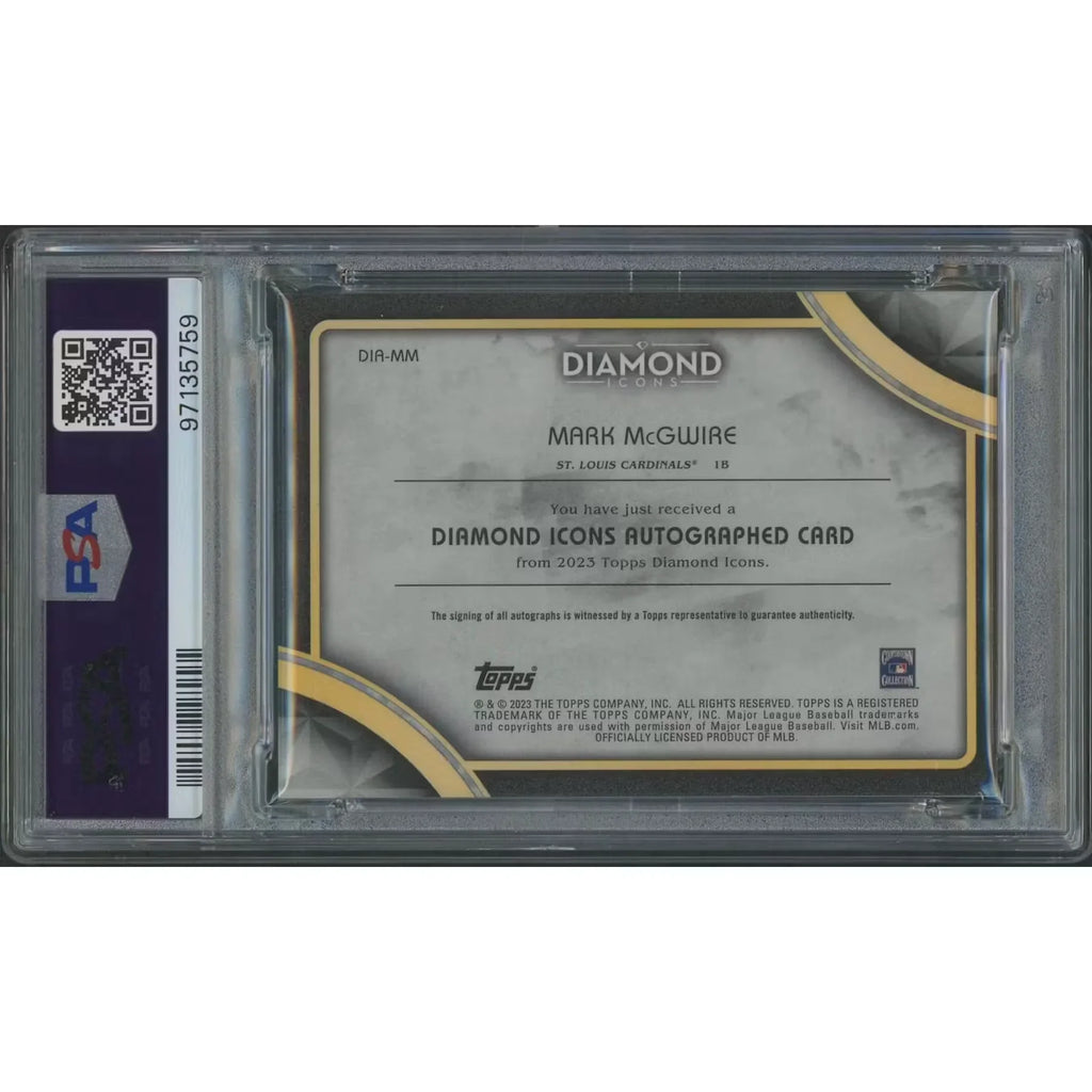 Mark McGwire Signed 2023 Topps Diamond Icons #1 Card | Gold Auto 1/1 PSA 8