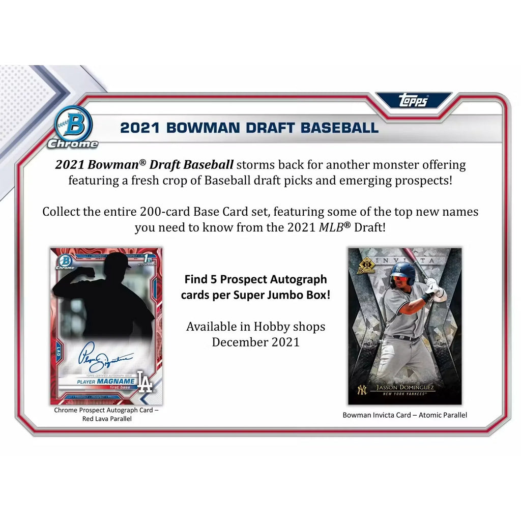 2021 Bowman Draft Baseball Hobby Super Jumbo Box (Ships Sealed Only)