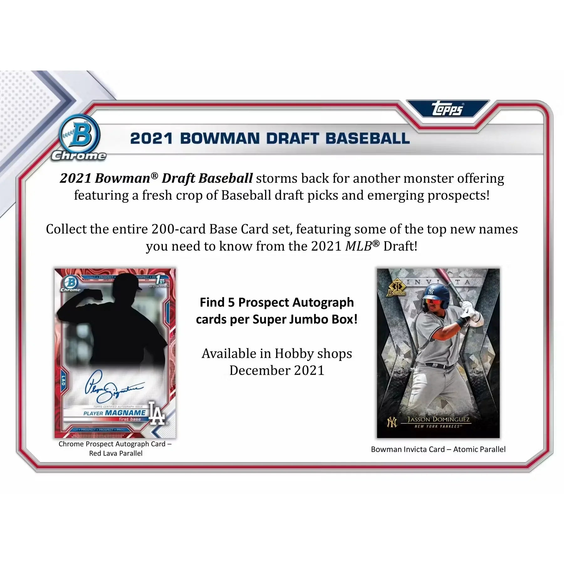 2021 Bowman Draft Baseball Hobby Super Jumbo Box (Ships Sealed Only)
