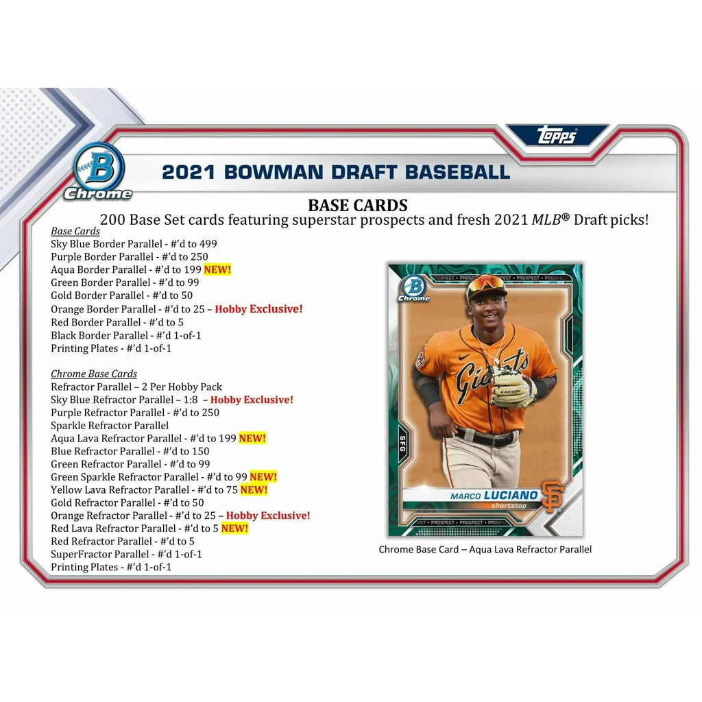 2021 Bowman Draft Baseball Hobby Jumbo Box (Ships Sealed Only)