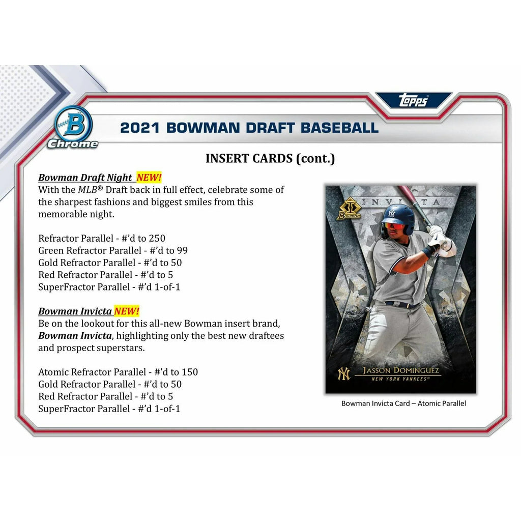 2021 Bowman Draft Baseball Hobby LITE Box (Ships Sealed Only)