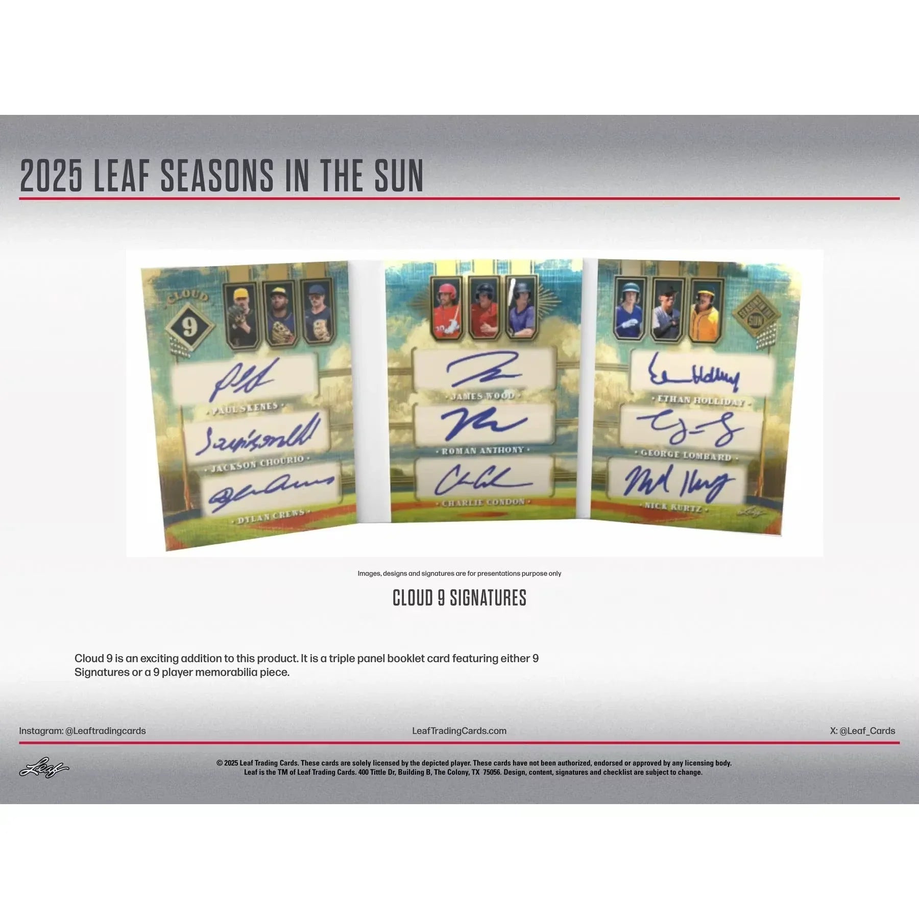 2025 Leaf Seasons in the Sun Baseball Hobby Box (Ships Sealed Only)