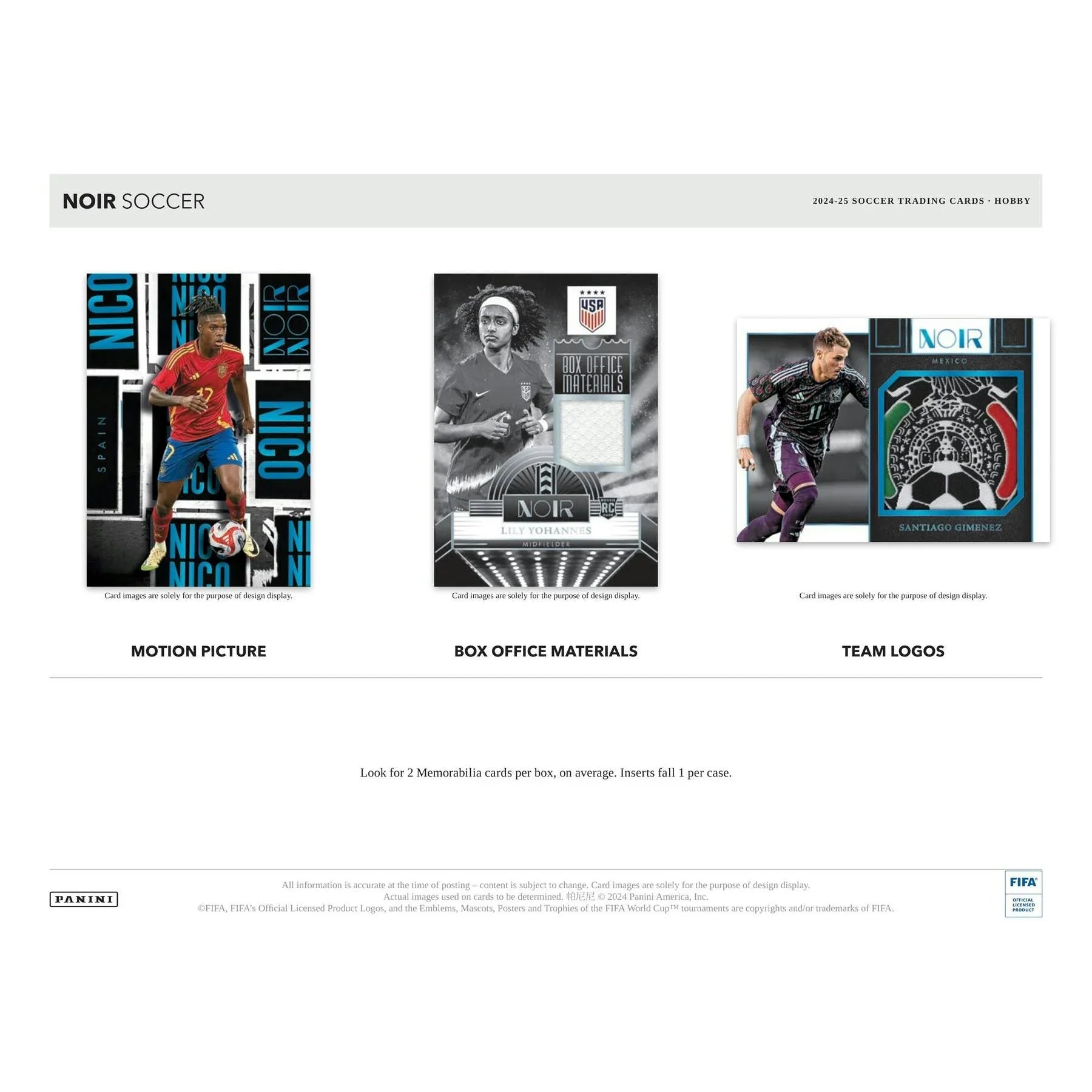 2024 25 Panini Noir Soccer Hobby Box Premium Edition (Ships Sealed Only)