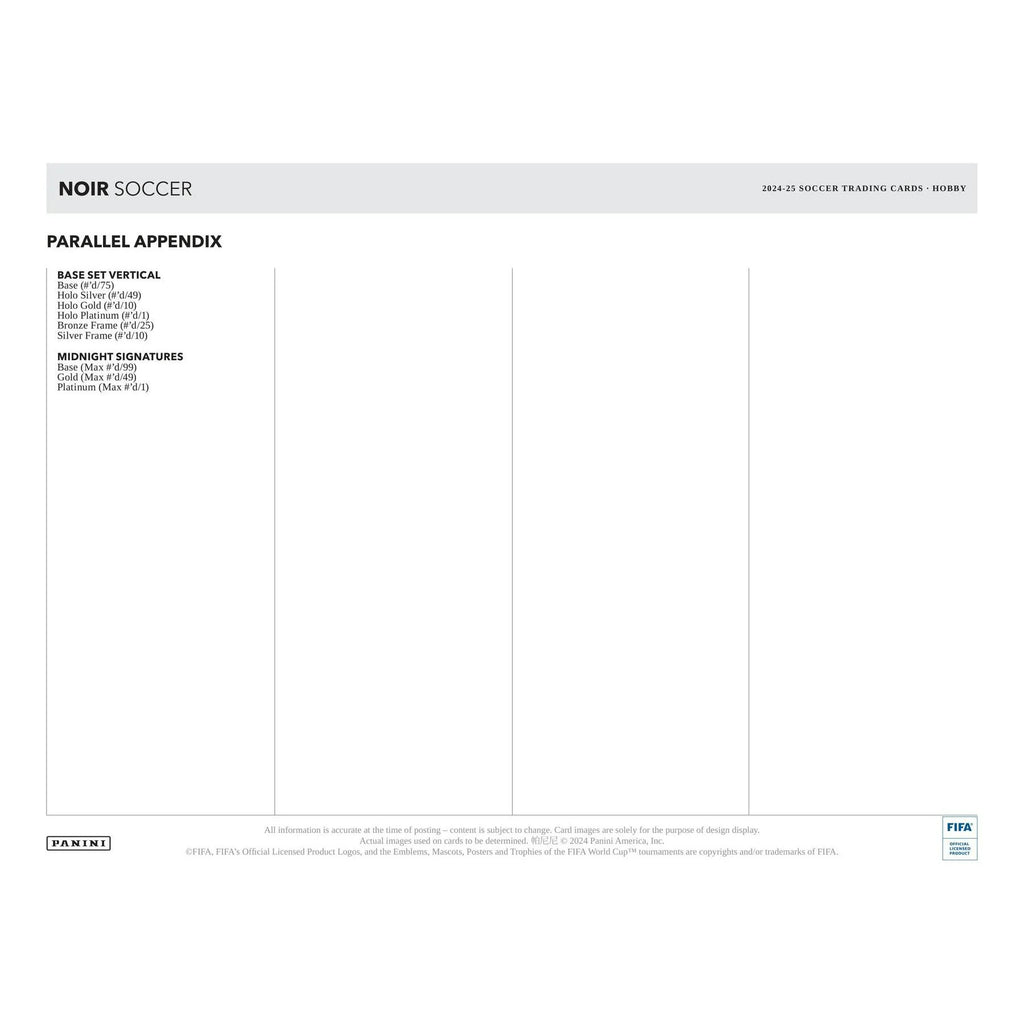 2024 25 Panini Noir Soccer Hobby Box Premium Edition (Ships Sealed Only)