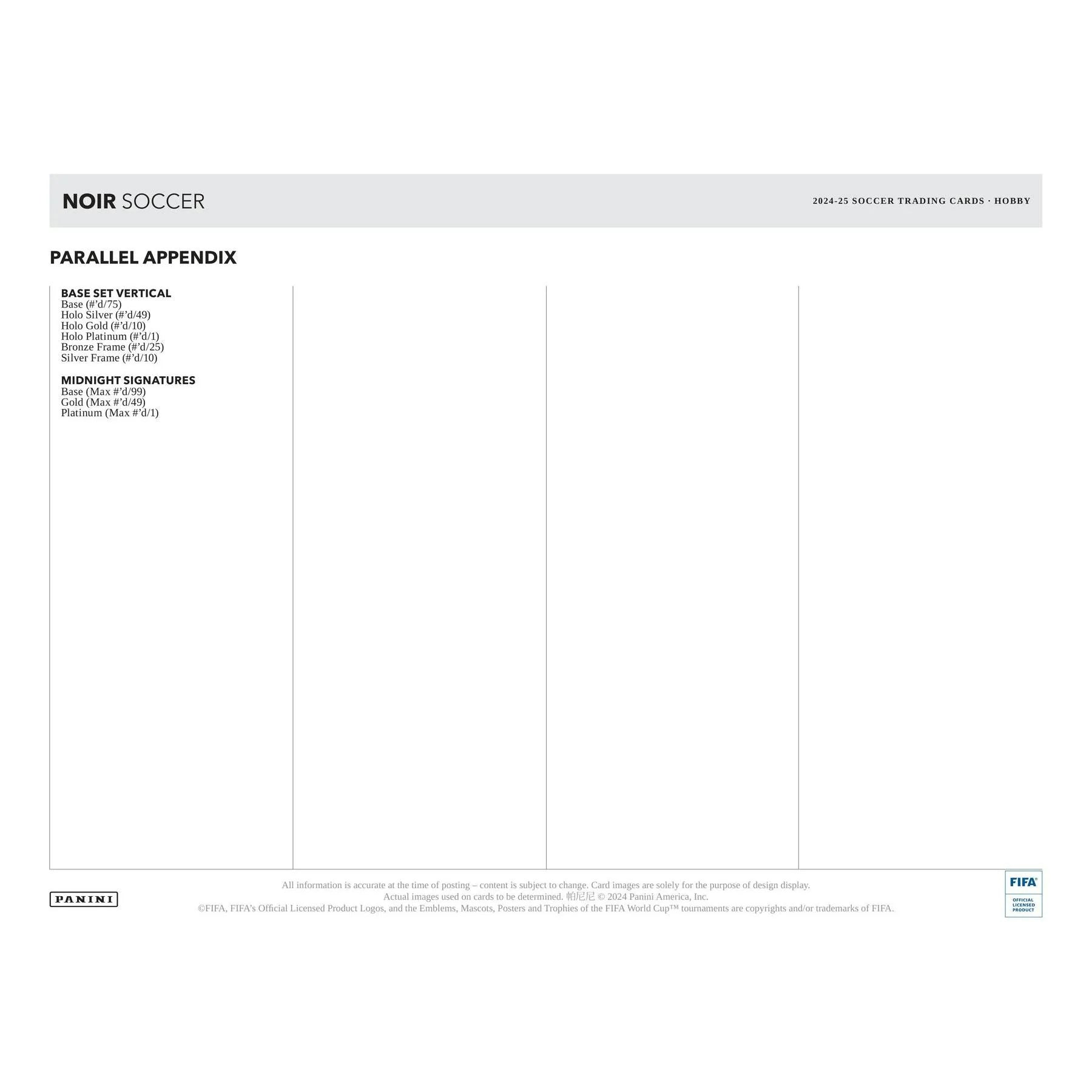 2024 25 Panini Noir Soccer Hobby Box Premium Edition (Ships Sealed Only)