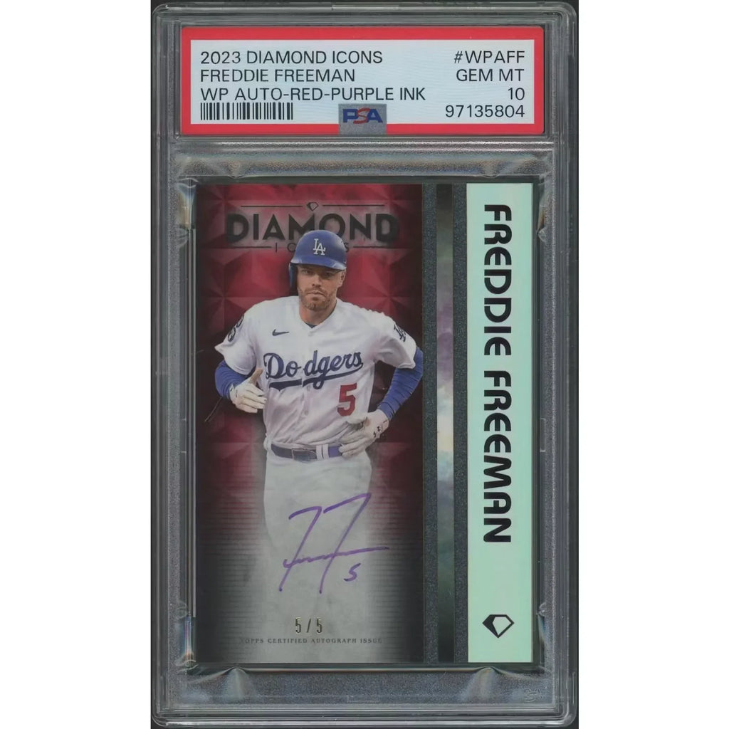 Freddie Freeman Signed 2023 Topps Diamond Icons #5 Card | PSA 10 Gem Mint