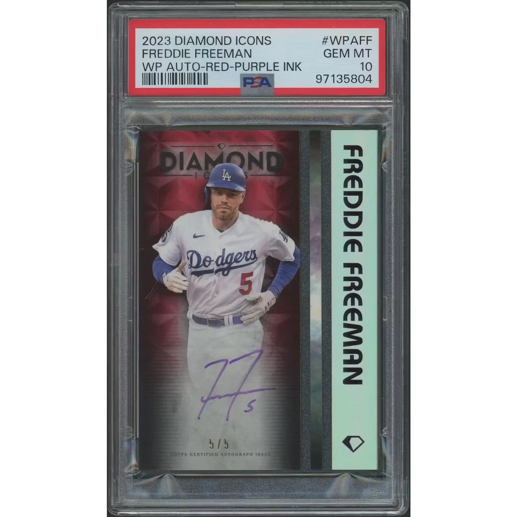 Freddie Freeman Signed 2023 Topps Diamond Icons #5 Card | PSA 10 Gem Mint