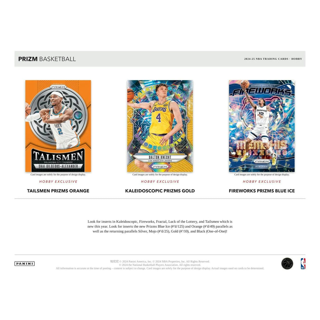 2024 25 Panini Prizm Basketball Hobby Box First Off The Line (Ships Sealed Only)