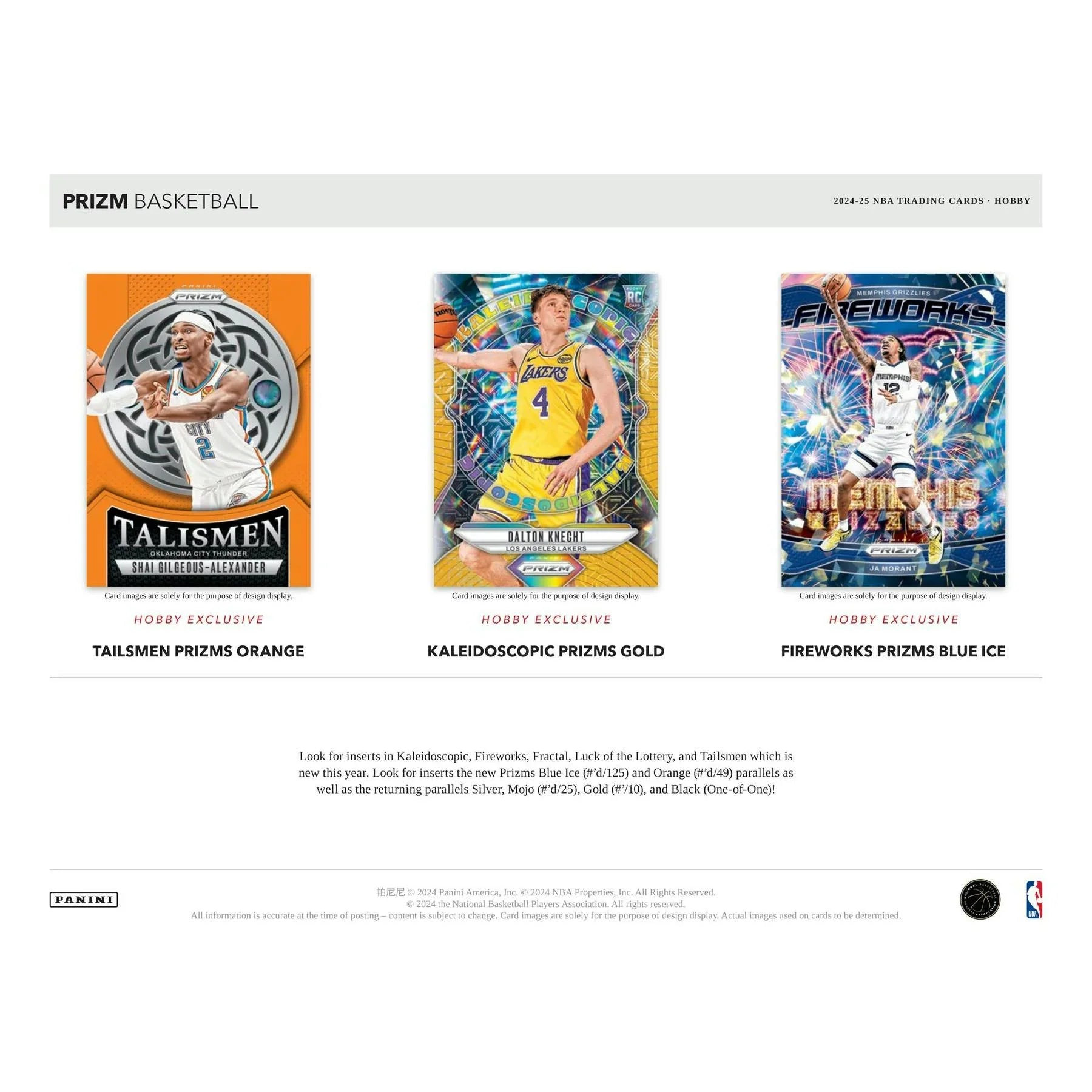 2024 25 Panini Prizm Basketball Hobby Box First Off The Line (Ships Sealed Only)