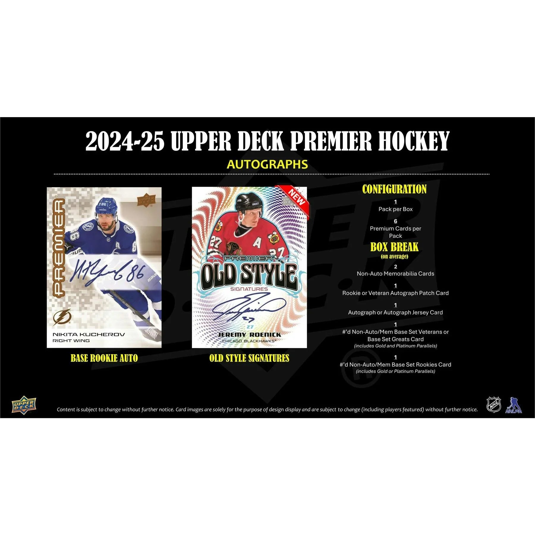 2024 25 Upper Deck Premier Hockey Hobby Box (Ships Sealed Only)