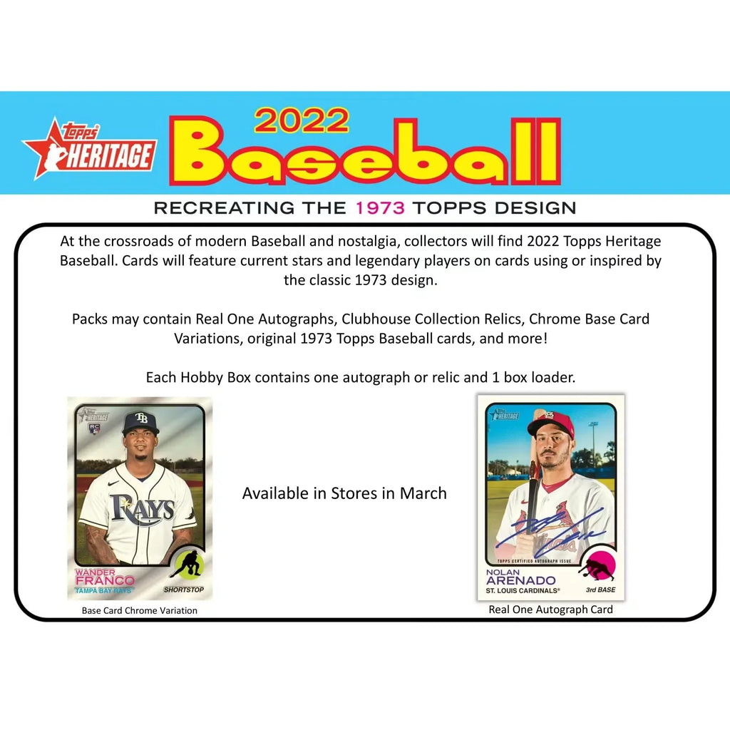 2022 Topps Heritage Baseball Hobby 12-Box Case (Ships Sealed Only)