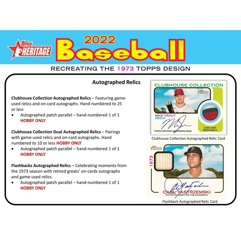 2022 Topps Heritage Baseball Hobby 12-Box Case (Ships Sealed Only)