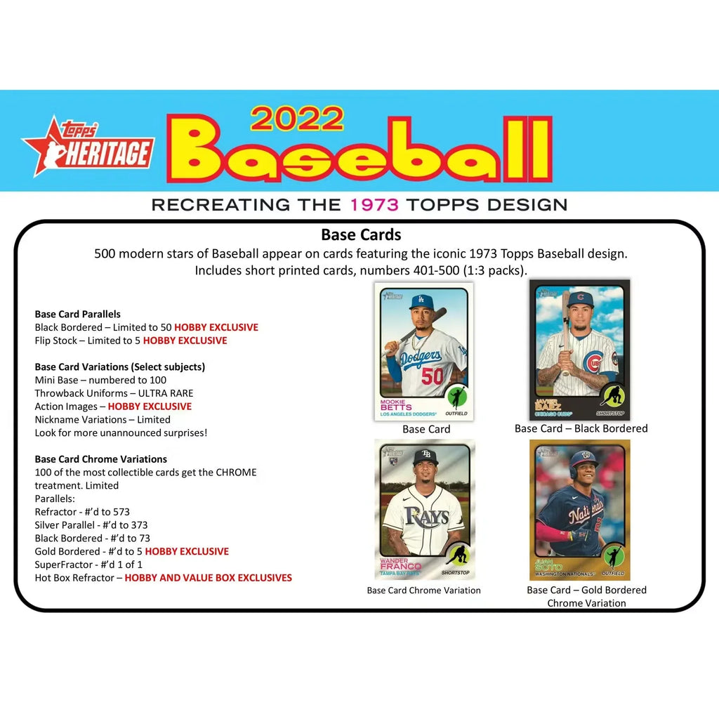 2022 Topps Heritage Baseball Hobby Box (Ships Sealed Only) - D
