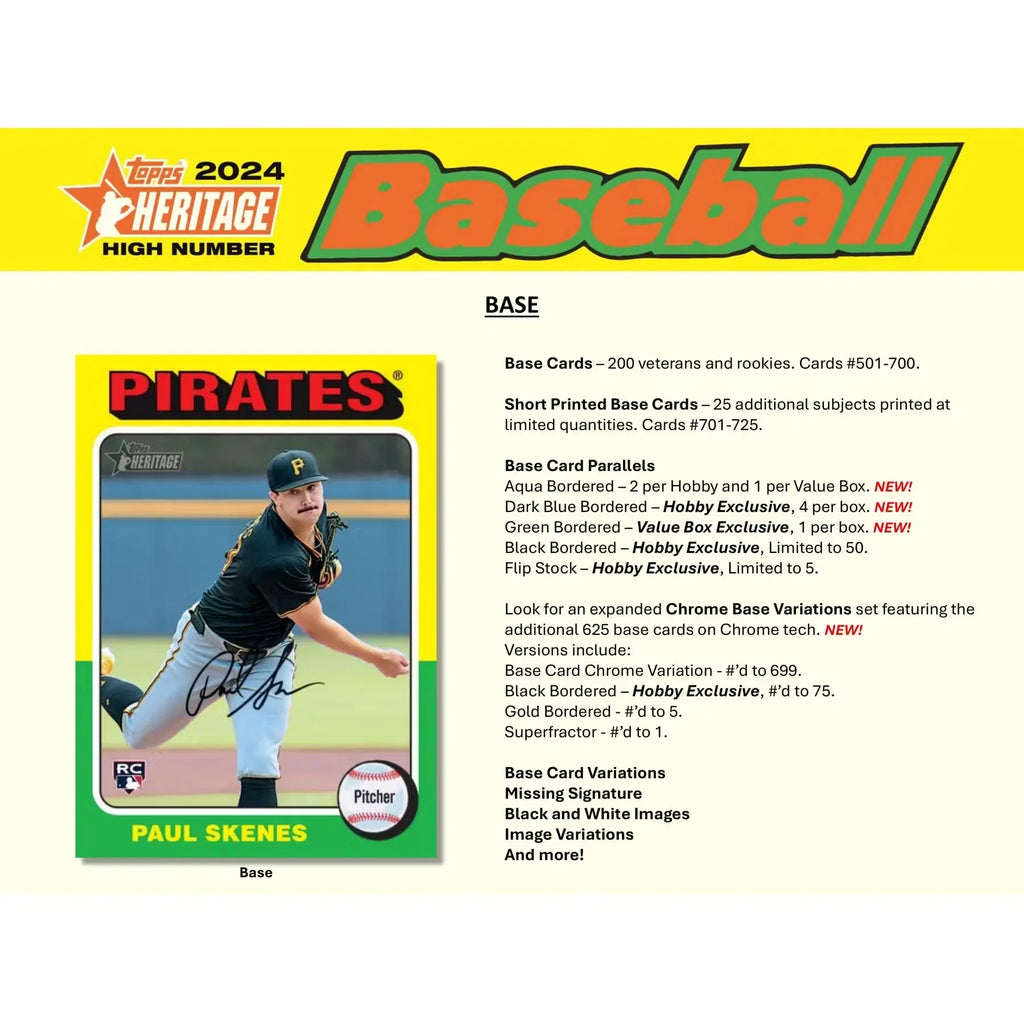 2024 Topps Heritage High Number Baseball Hobby Box (Ships Sealed Only)