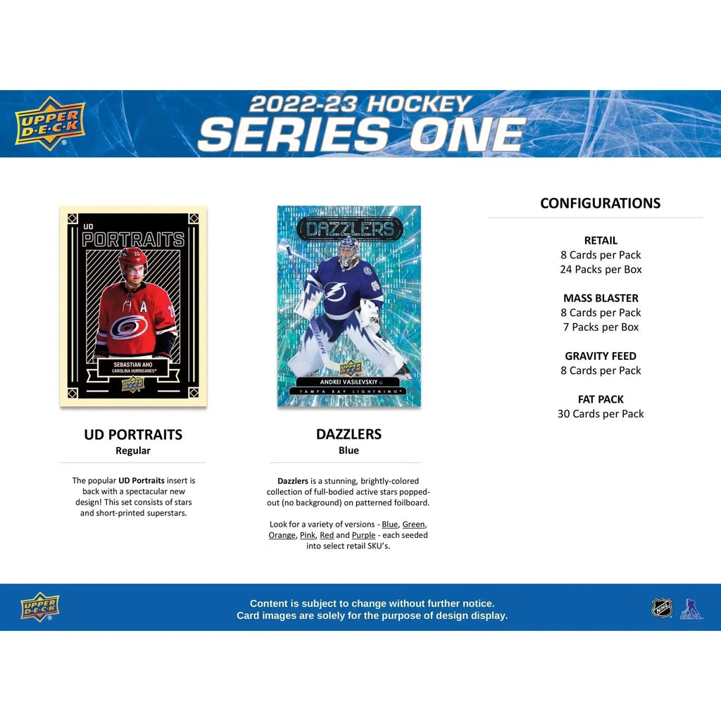 2022 23 Upper Deck Series 1 Hockey 24 Pack Retail Box (Ships Sealed Only)