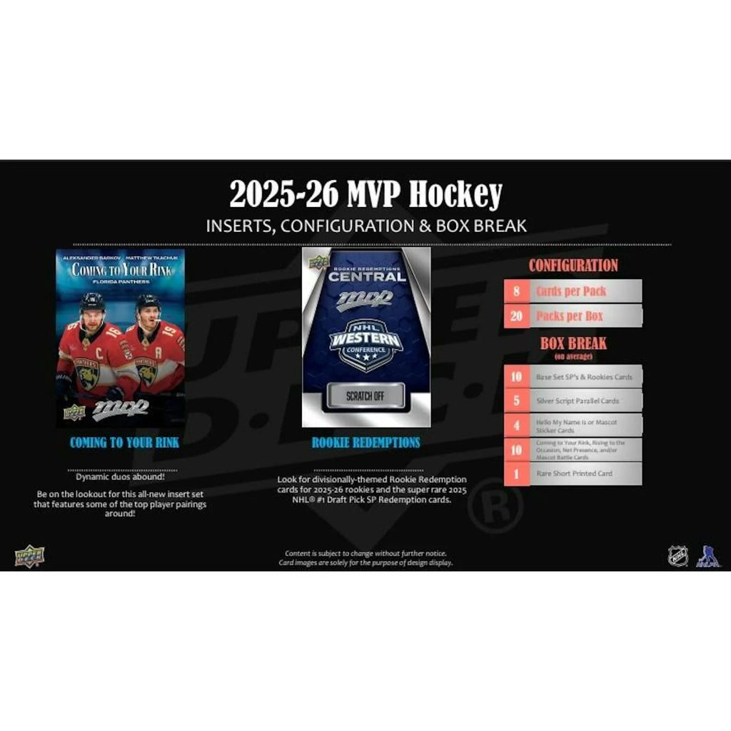 2025 26 Upper Deck MVP Hockey Hobby 20 Box Case (Ships Sealed Only)