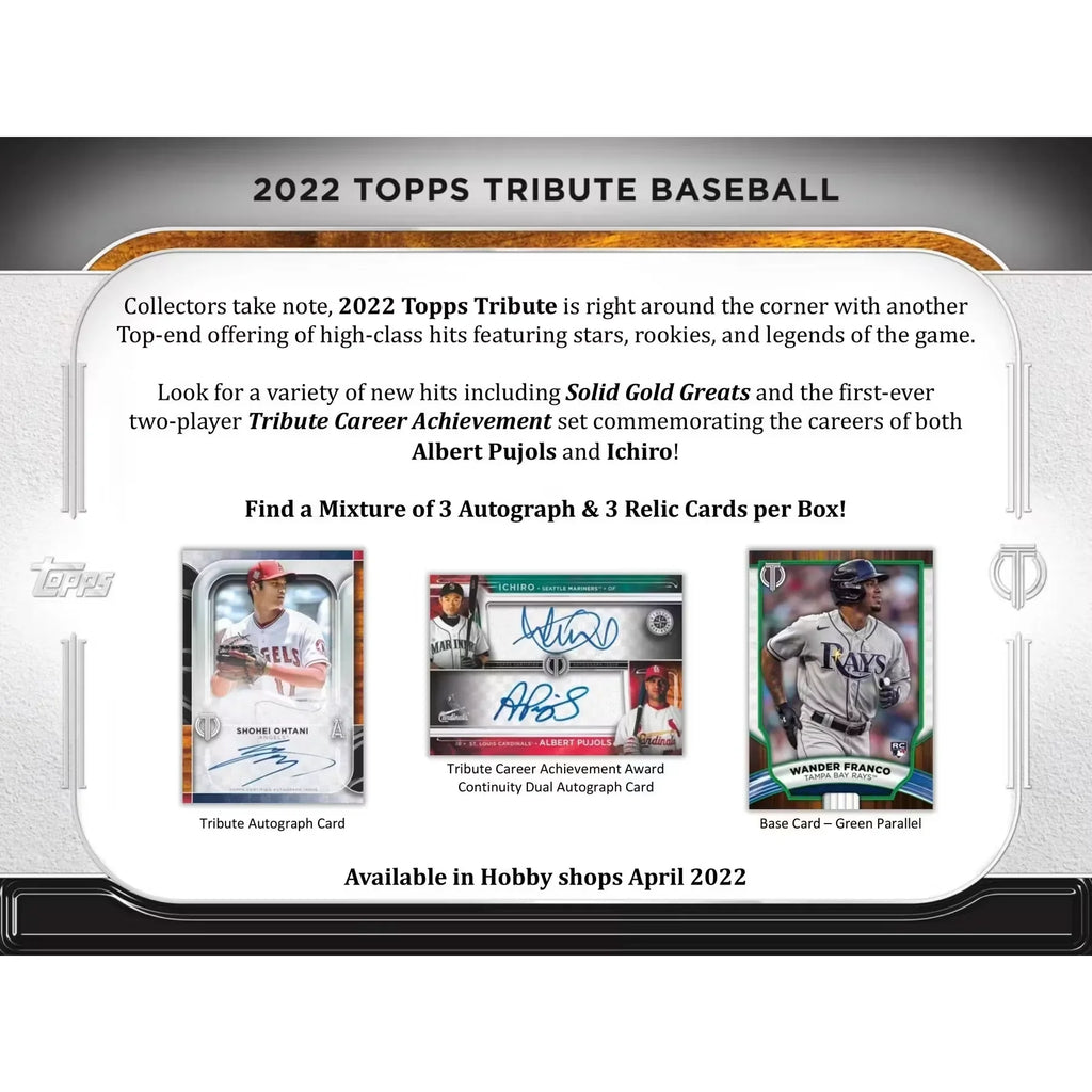 2022 Topps Tribute Baseball Hobby Box (Ships Sealed Only)