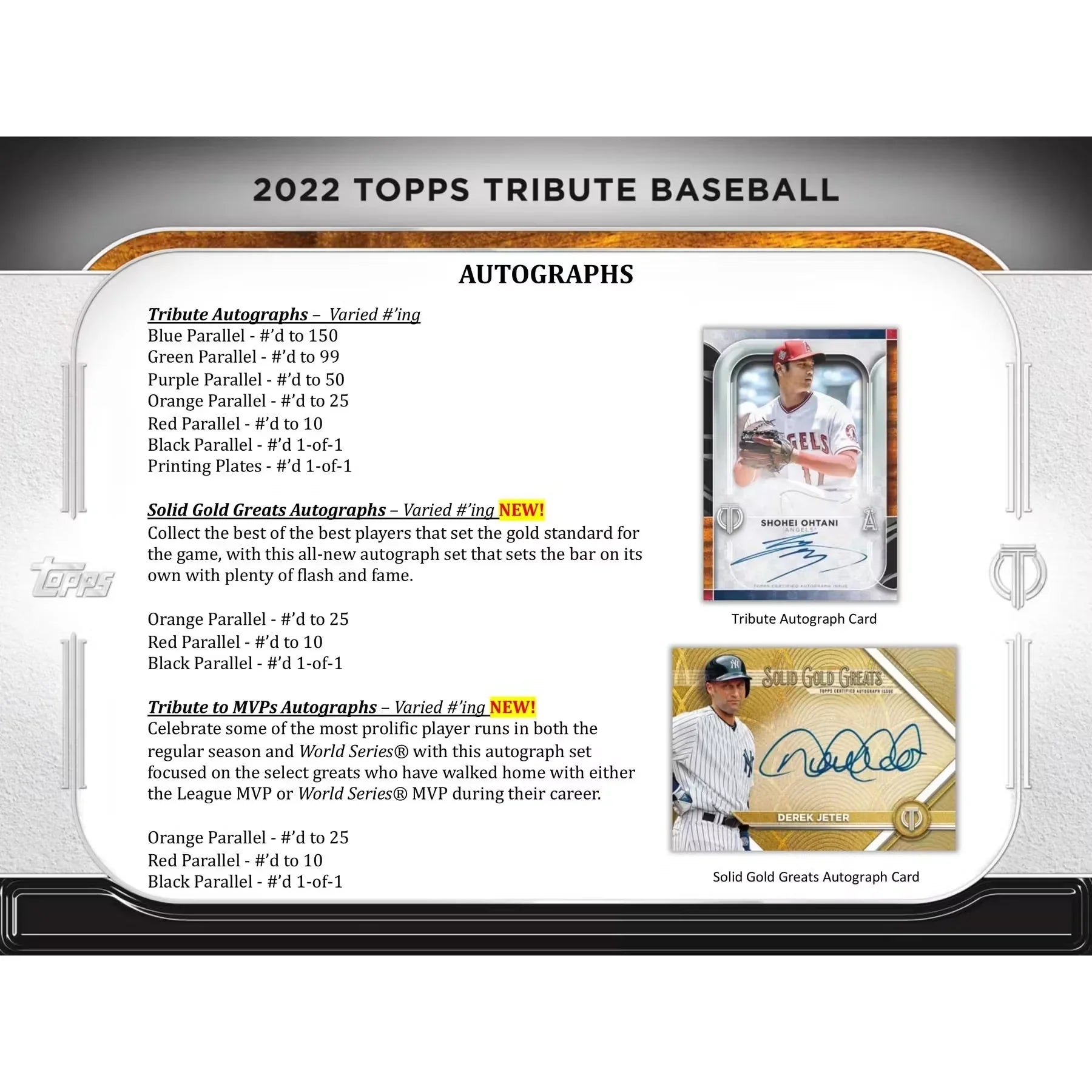 2022 Topps Tribute Baseball Hobby Box (Ships Sealed Only)