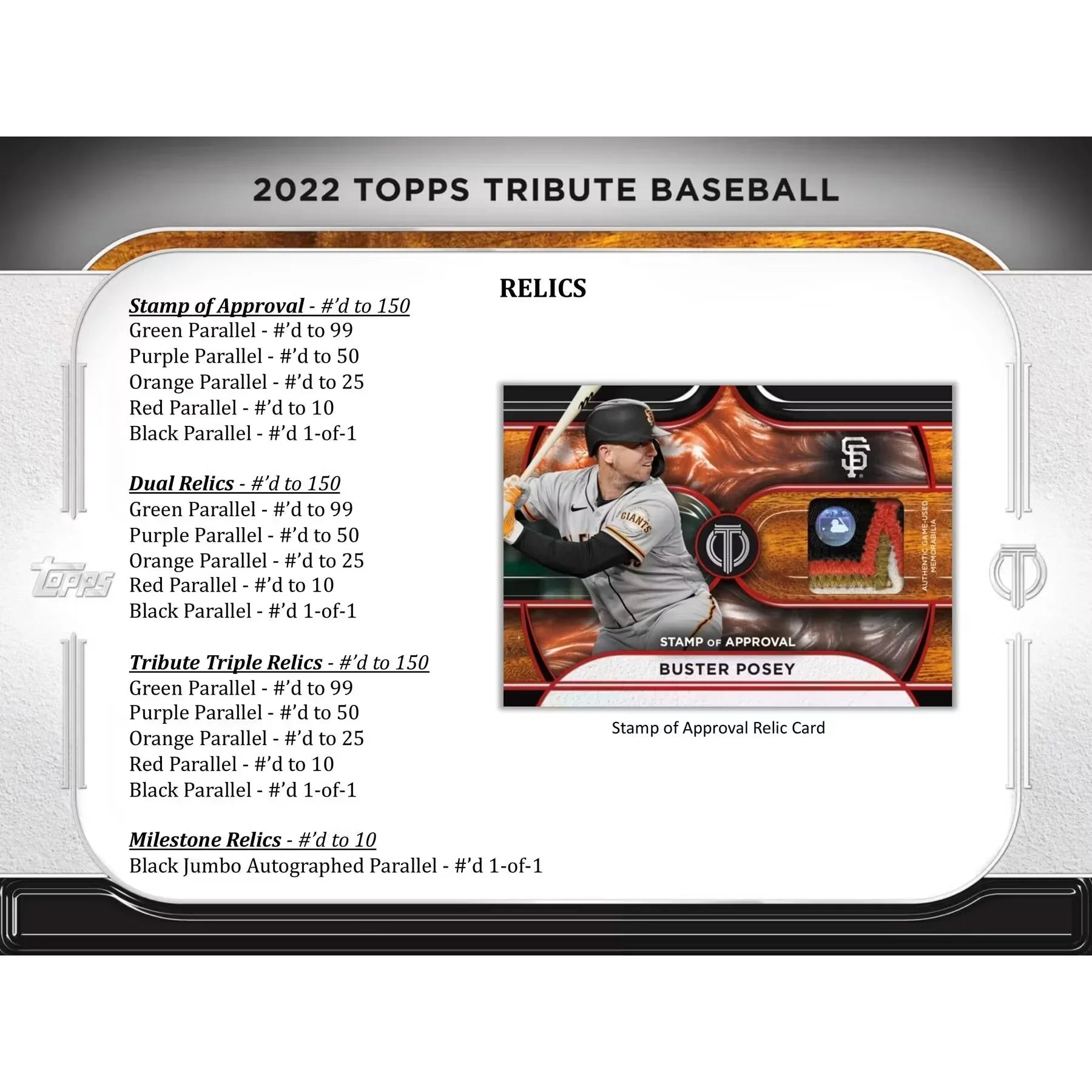 2022 Topps Tribute Baseball Hobby Box (Ships Sealed Only)