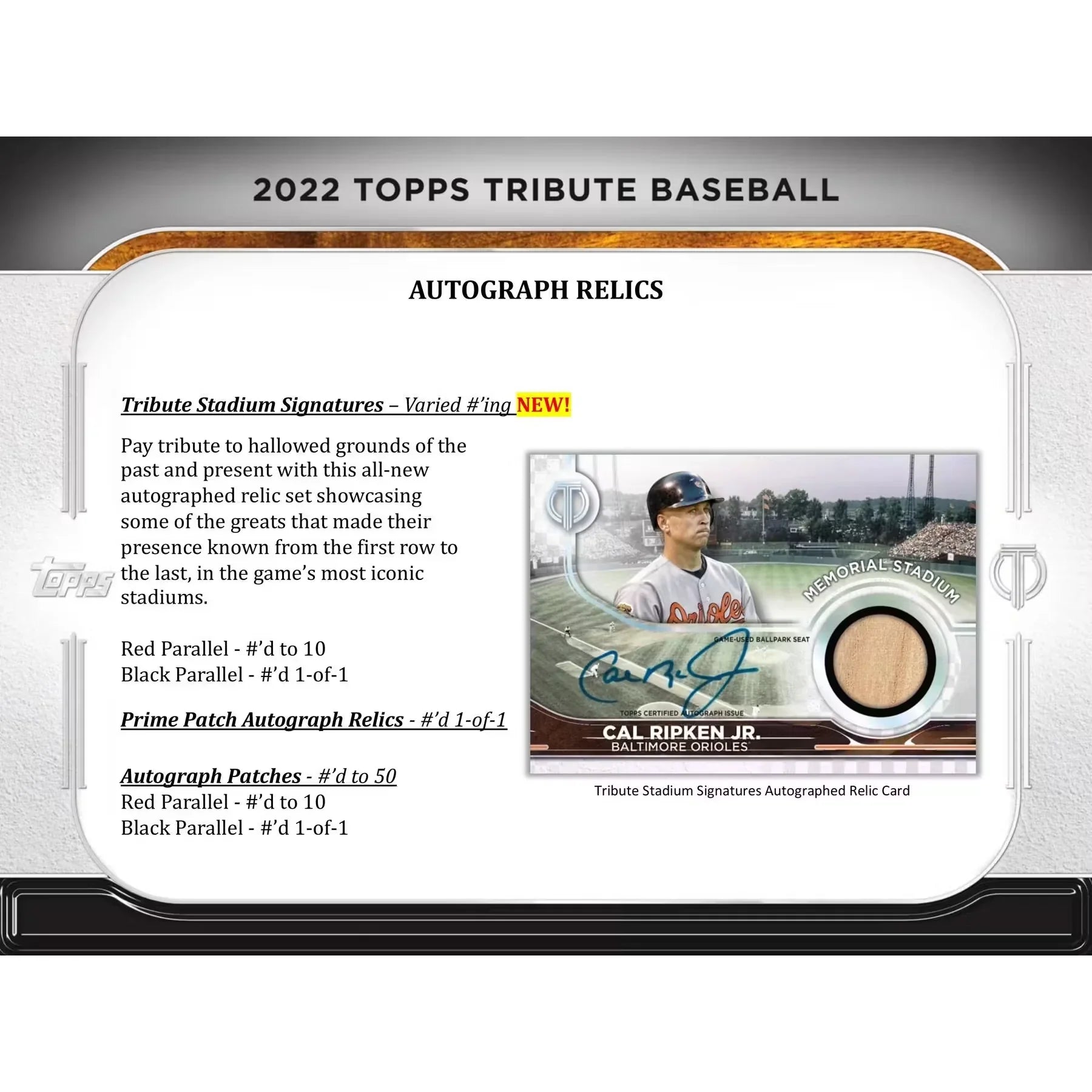 2022 Topps Tribute Baseball Hobby Box (Ships Sealed Only)
