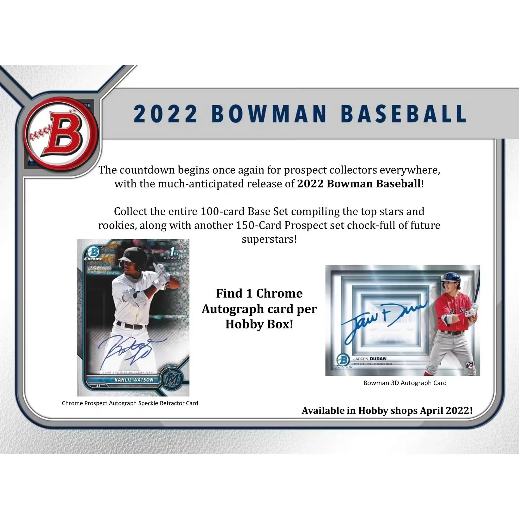 2022 Bowman Baseball Hobby 12-Box Case (Ships Sealed Only) - D