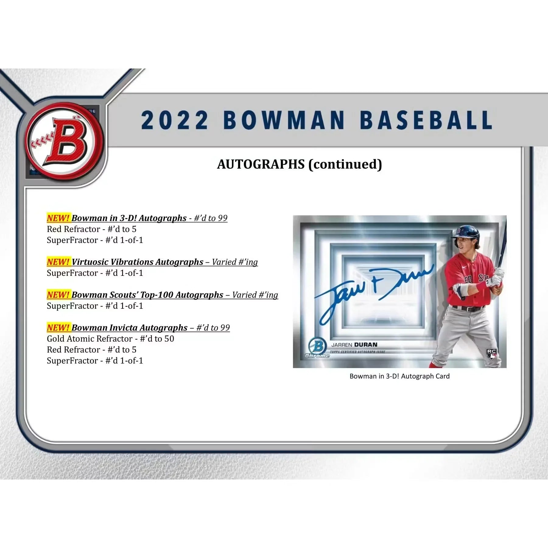 2022 Bowman Baseball Hobby Jumbo 8-Box Case | Prospect & Autograph (Ships Sealed Only)