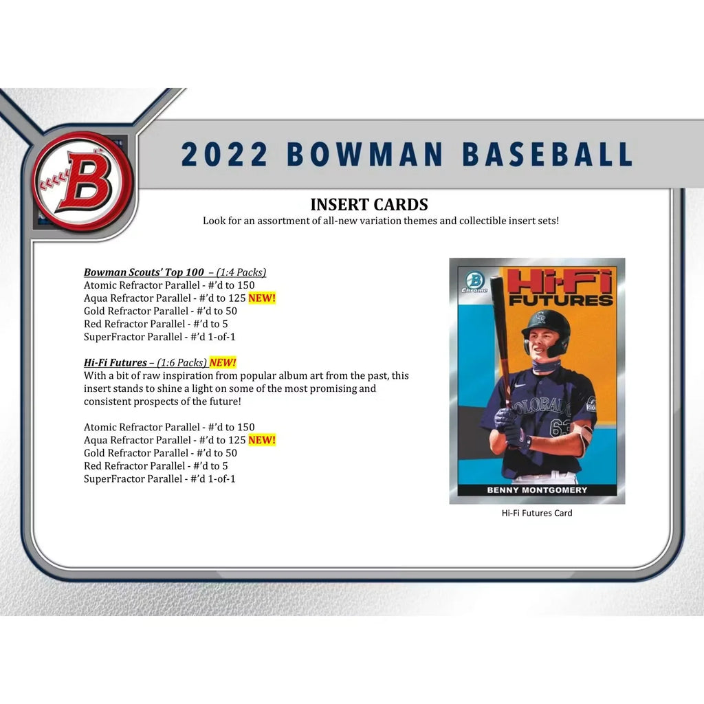 2022 Bowman Baseball Hobby Jumbo 8-Box Case | Prospect & Autograph (Ships Sealed Only)