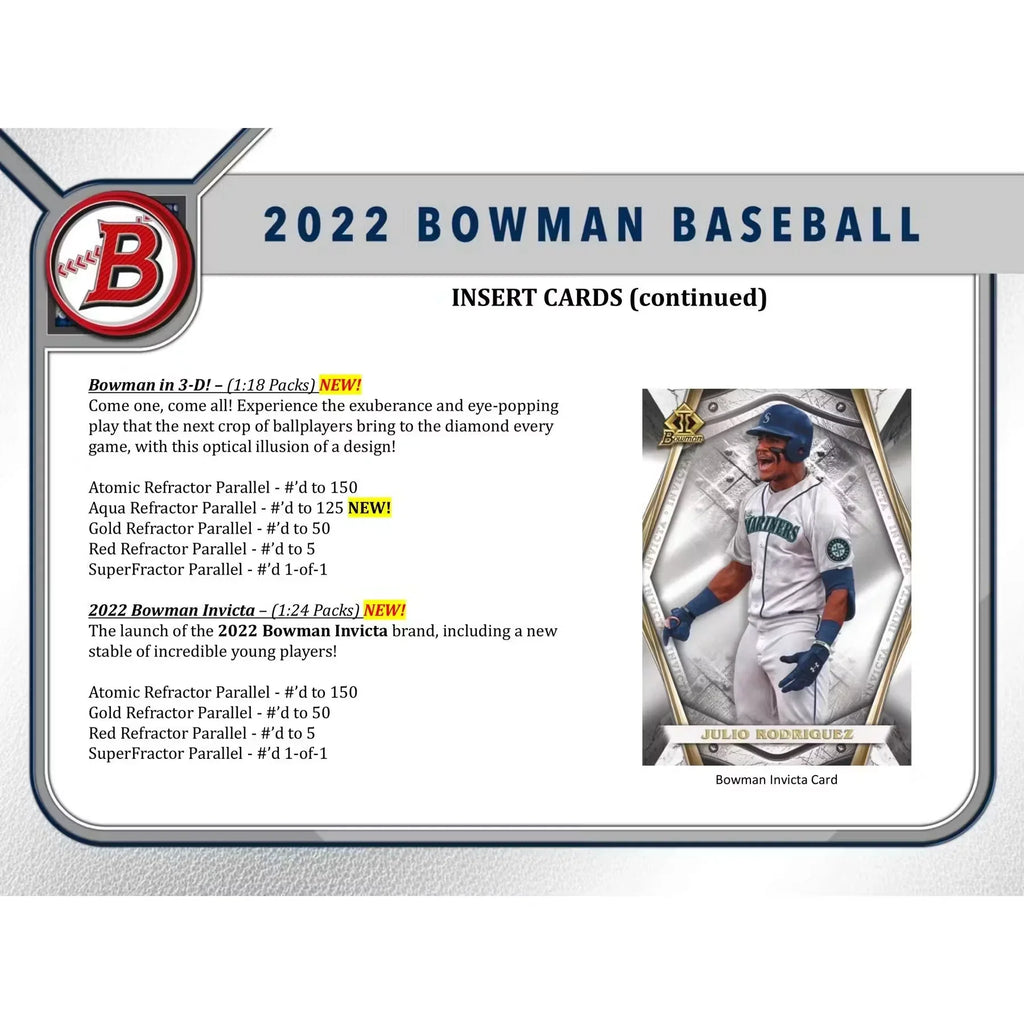 2022 Bowman Baseball Hobby Jumbo 8-Box Case | Prospect & Autograph (Ships Sealed Only)
