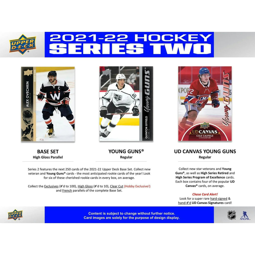2021 22 Upper Deck Series 2 Hockey Hobby 12 Box Case (Ships Sealed Only) - D2