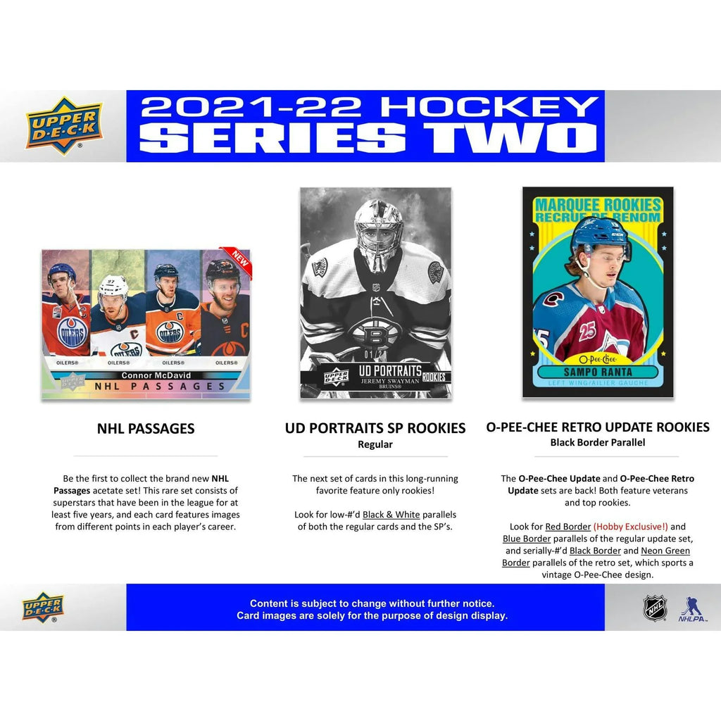 2021 22 Upper Deck Series 2 Hockey Hobby 12 Box Case (Ships Sealed Only) - D2