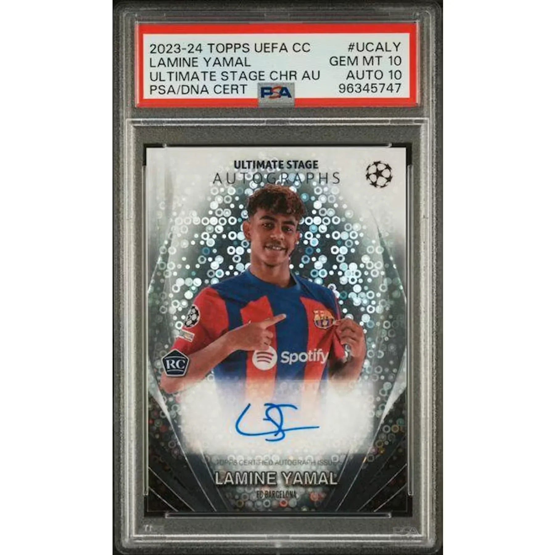 Lamine Yamal Signed 2023-24 Topps Chrome UEFA Rookie Card | PSA 10