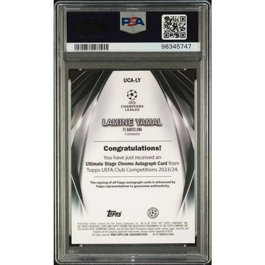 Lamine Yamal Signed 2023-24 Topps Chrome UEFA Rookie Card | PSA 10