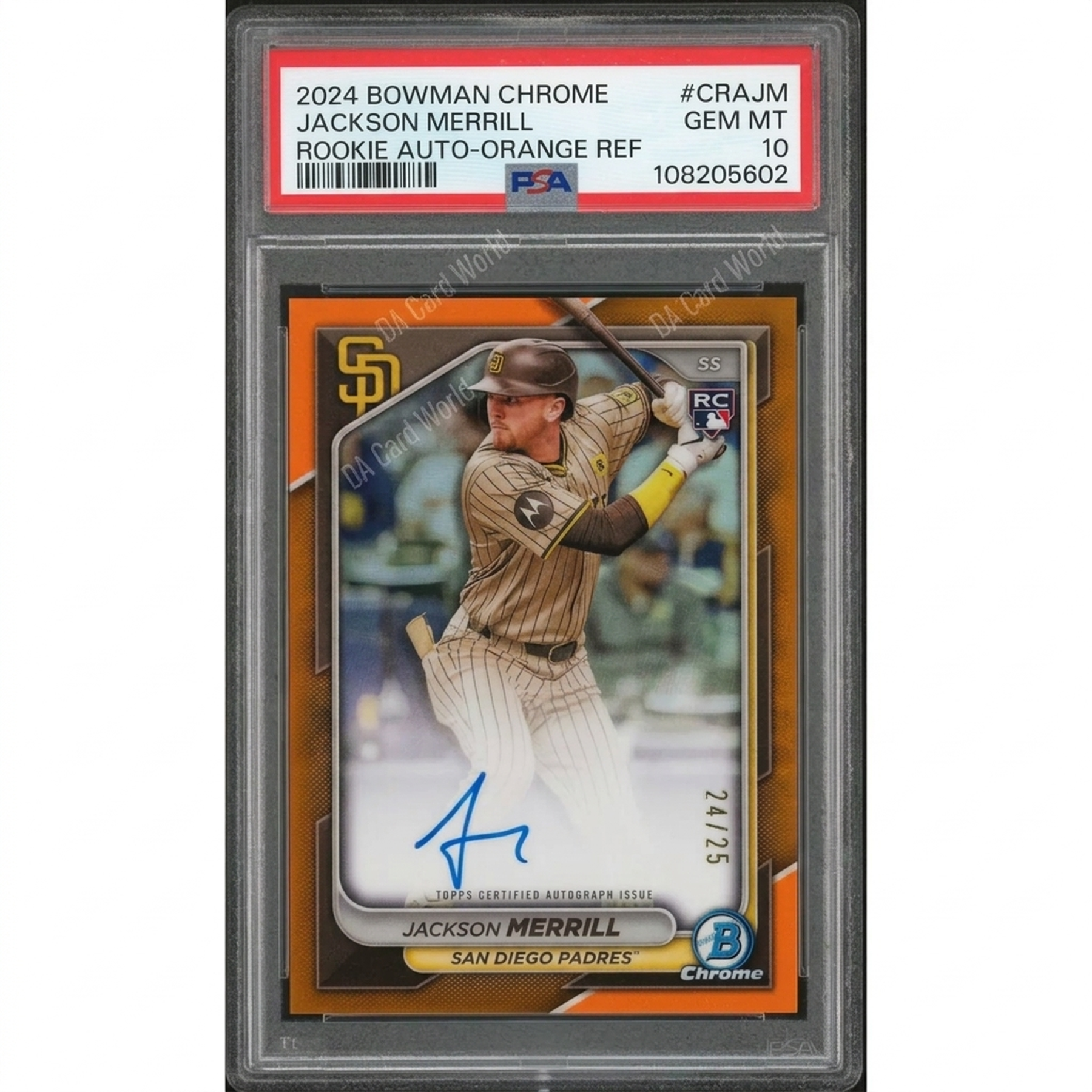 Jackson Merrill 2024 Bowman Chrome Orange Rookie Auto | PSA 10