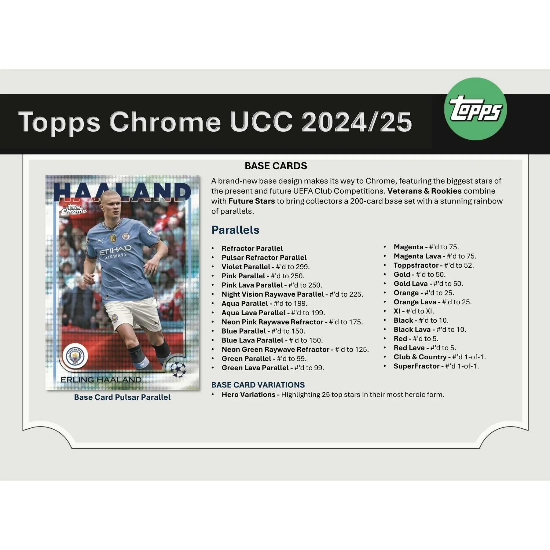 2024 25 Topps Chrome UEFA Club Competitions Hobby Box (Ships Sealed Only)