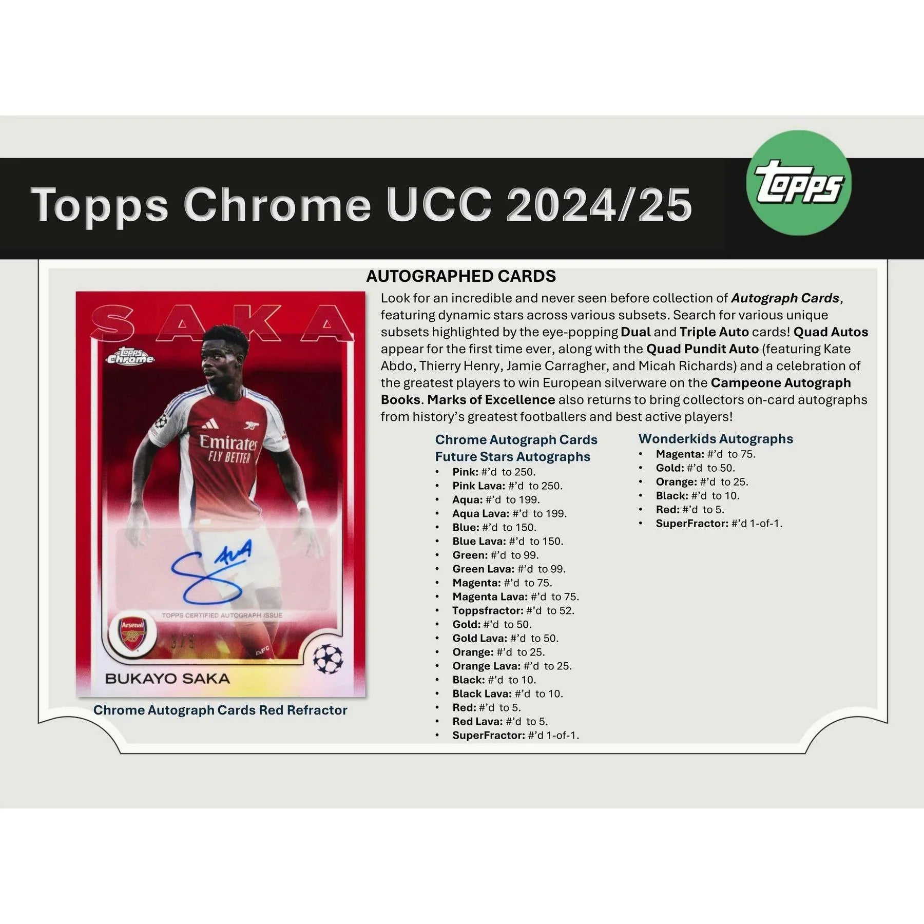 2024 25 Topps Chrome UEFA Club Competitions Hobby Box (Ships Sealed Only)
