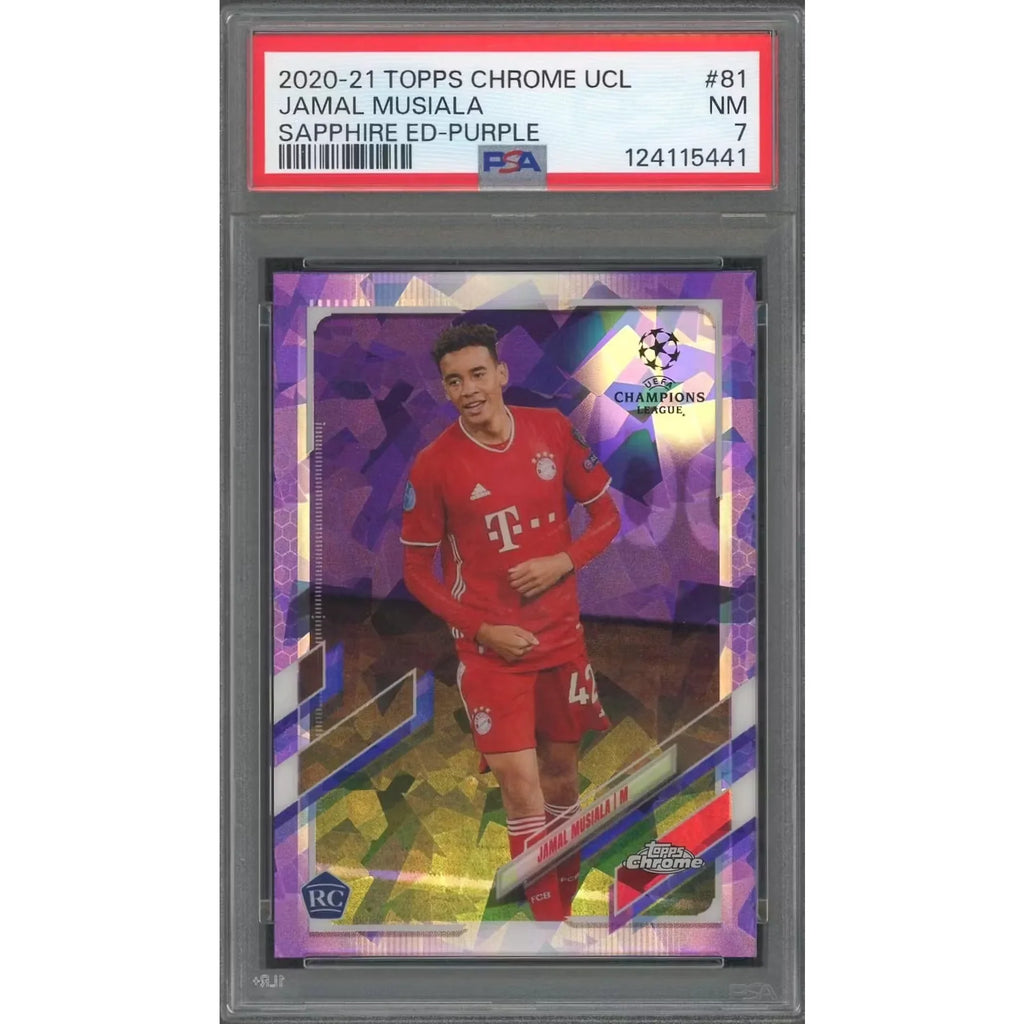 Jamal Musiala 2020-21 Topps Chrome Sapphire Purple Refractor #12/25 | PSA 7