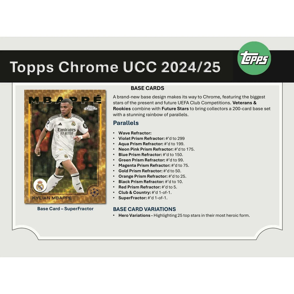 2024 25 Topps Chrome UEFA Club Competitions Blaster Box (Ships Sealed Only)