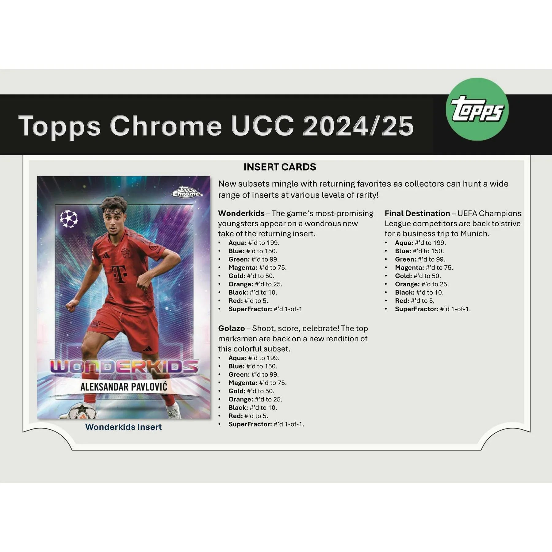 2024 25 Topps Chrome UEFA Club Competitions Blaster Box (Ships Sealed Only)