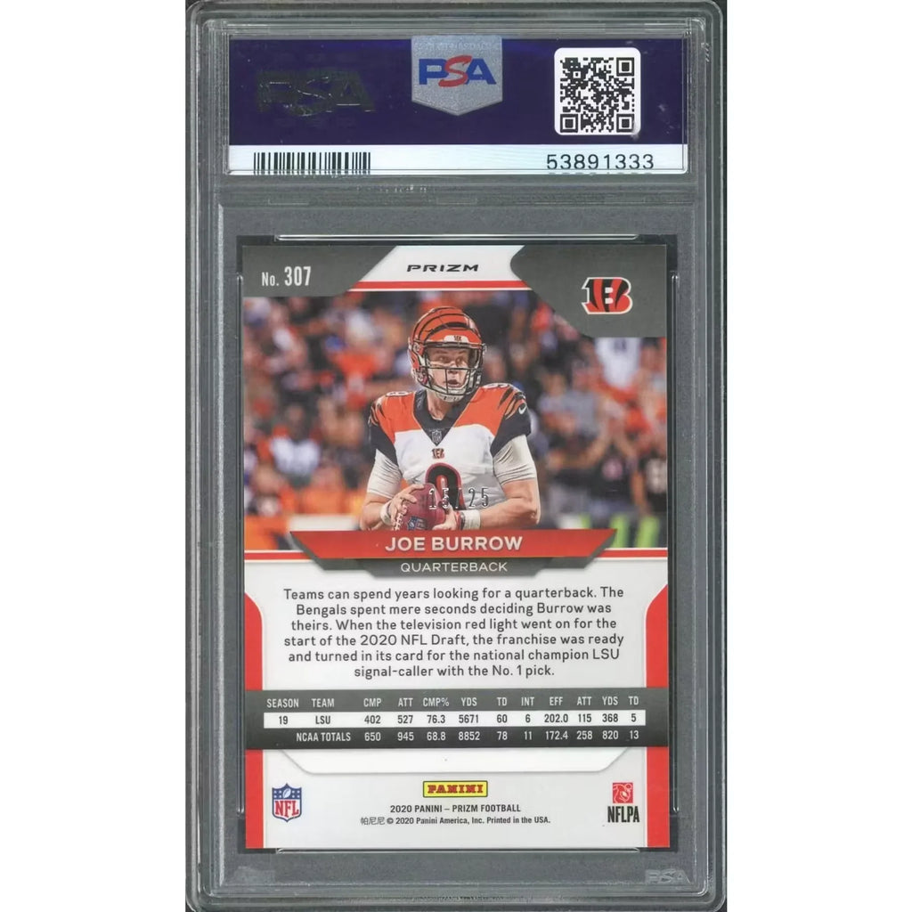 Joe Burrow 2020 Panini Prizm Blue Shimmer Rookie Card | PSA 10