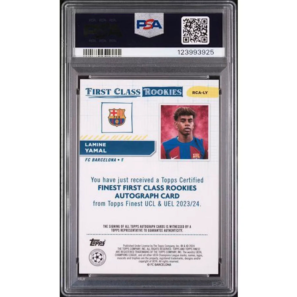 Lamine Yamal Signed 2023-24 Topps Finest First Class Rookies Card | PSA 10
