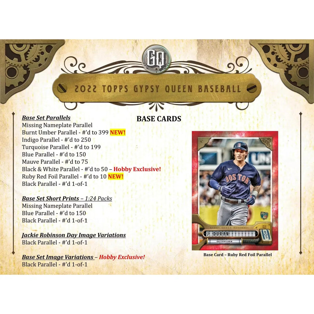 2022 Topps Gypsy Queen Baseball Hobby 10-Box Case (Ships Sealed Only) - D